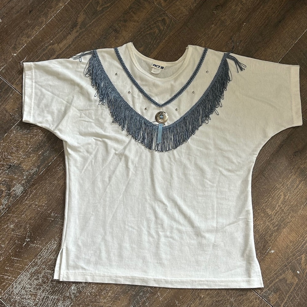 Vintage ACT III Womens Western Fringe Studded Concho 90's  Blue Medium USA